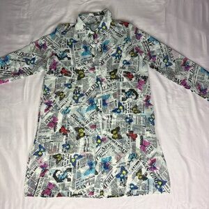 Colorful Newspaper Print Shirt